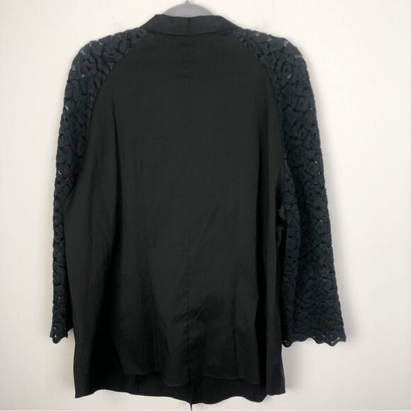 LAFAYETTE 148 | Lace Sleeve Button Front Black Top Women’s Size 18 - Picture 8 of 8